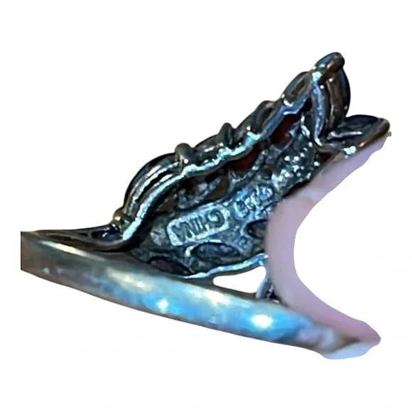 CHINA 925 Sterling Silver Ring w Lab Ruby 4.3 grams - Picture 5 of 6